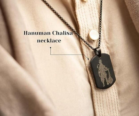 Hanuman Chalisa pendant with stainless steel chain for protection and devotion