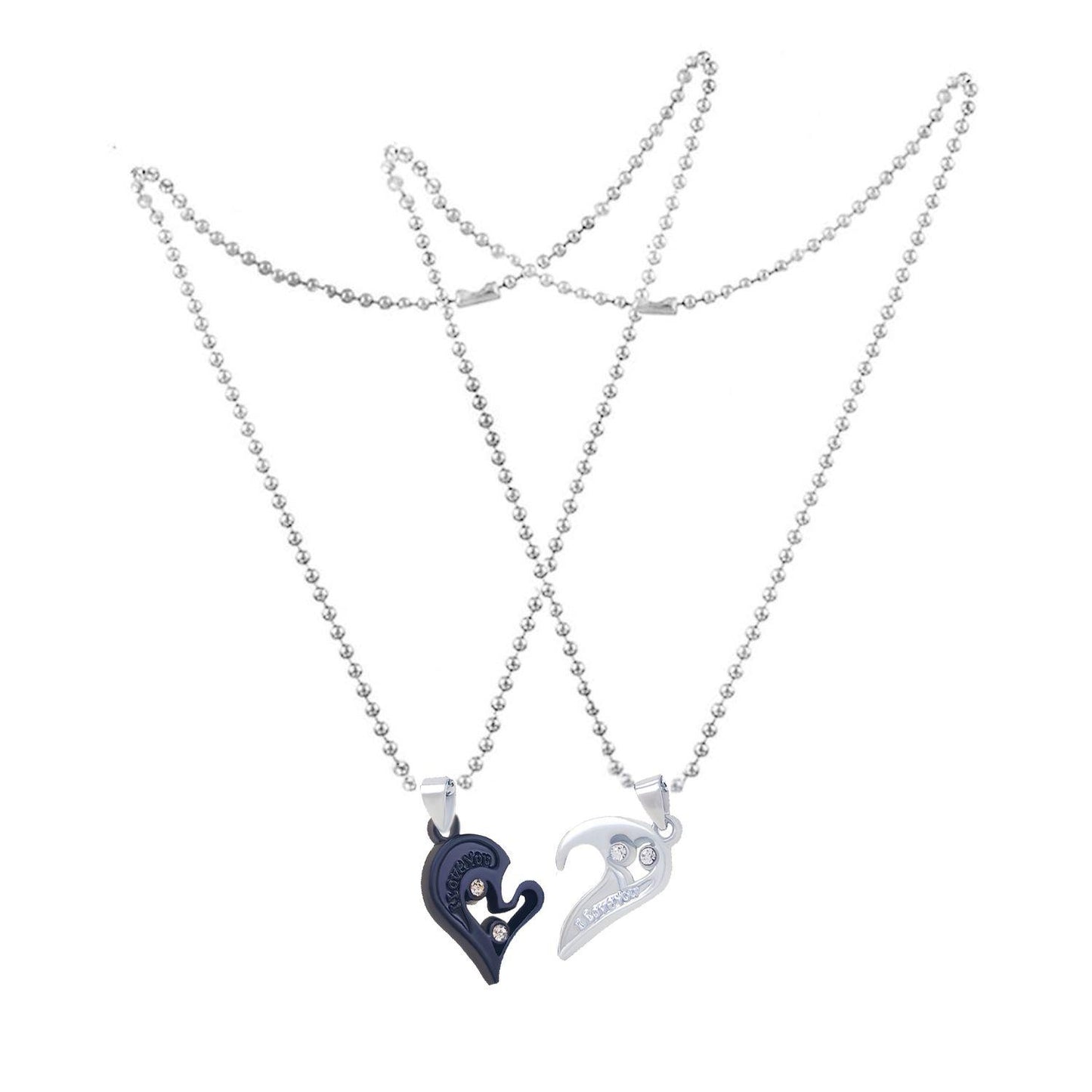 Couple Silver plated Dual Heart Pendant With Chain