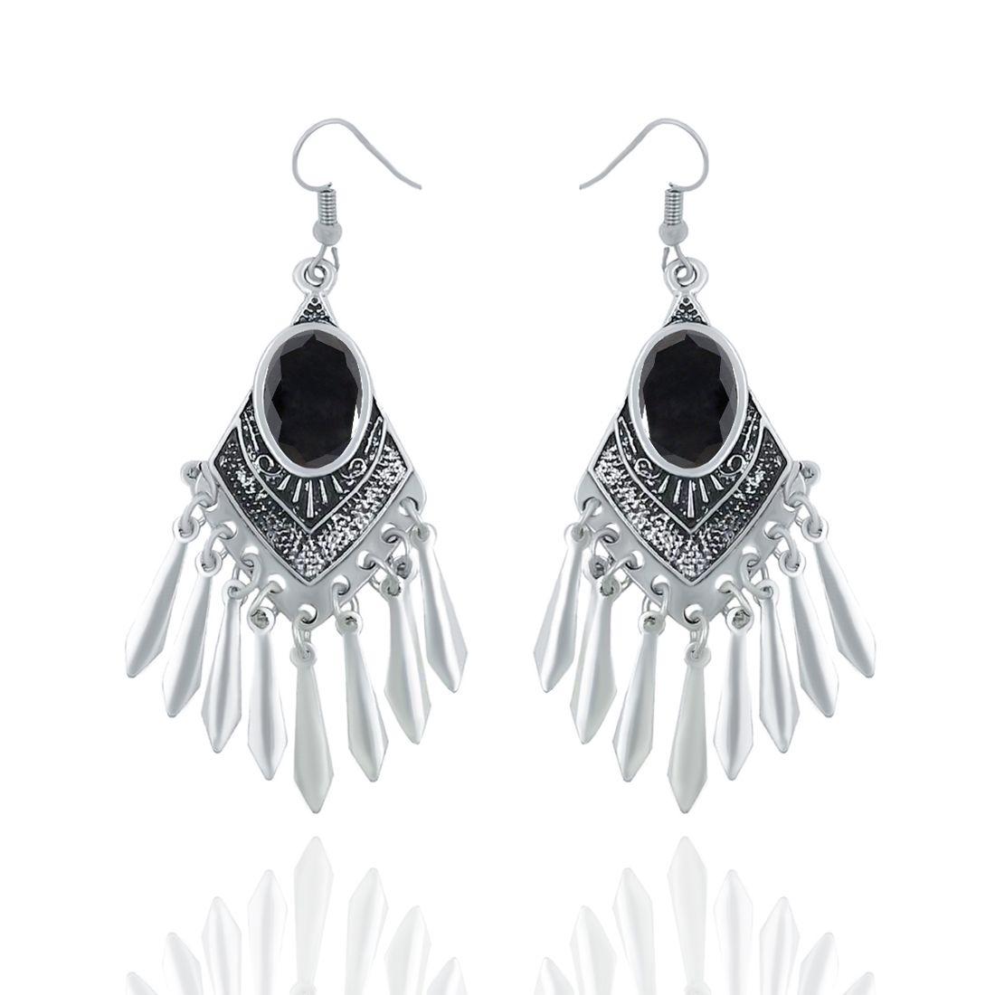 Trend-setting Silver Plated Oxidized Earrings