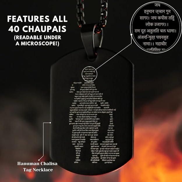 Hanuman Chalisa pendant with stainless steel chain for protection and devotion