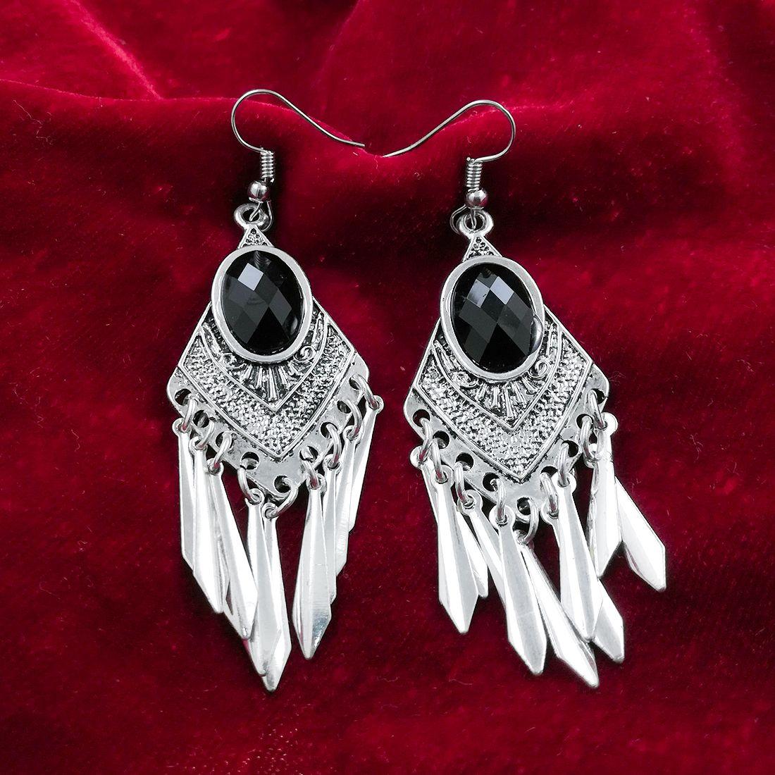 Trend-setting Silver Plated Oxidized Earrings