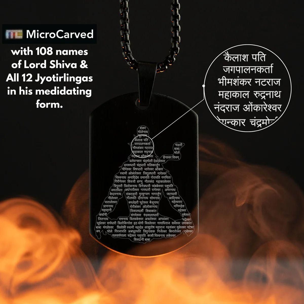 Mahadev Lord Shiva Pendant with 12 Jyotirlingas | Micro Carved Meditation Form